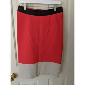 AMANDA & CHELSEA Sz 12 Black Red Lined Back Zipper Pencil Skirt